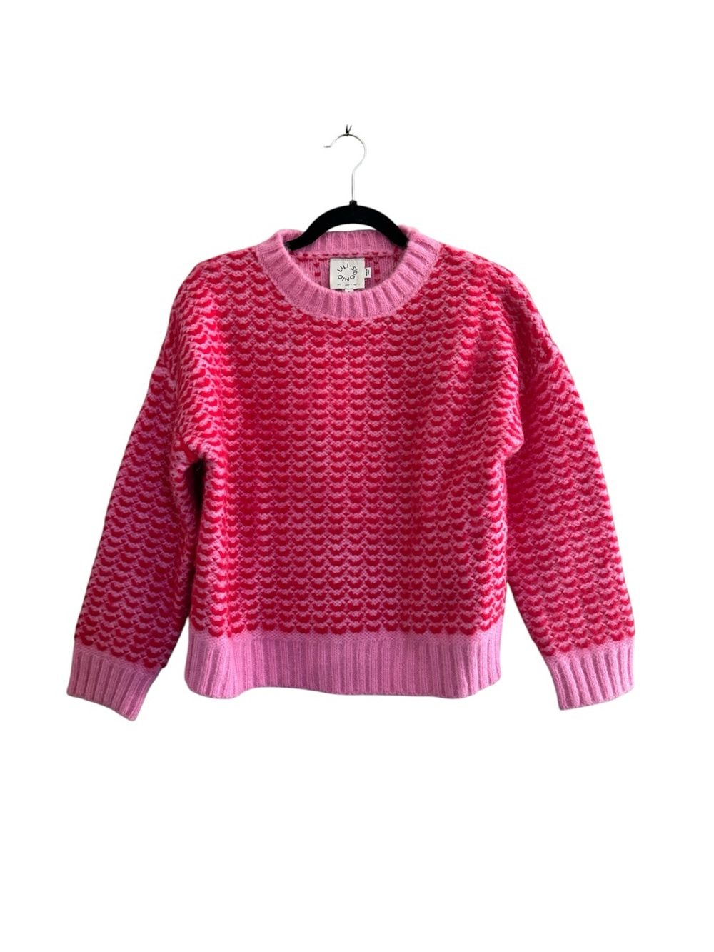 Lili Sidonio crew neck sweater Women’s Small Crop pink red pullover #NE
